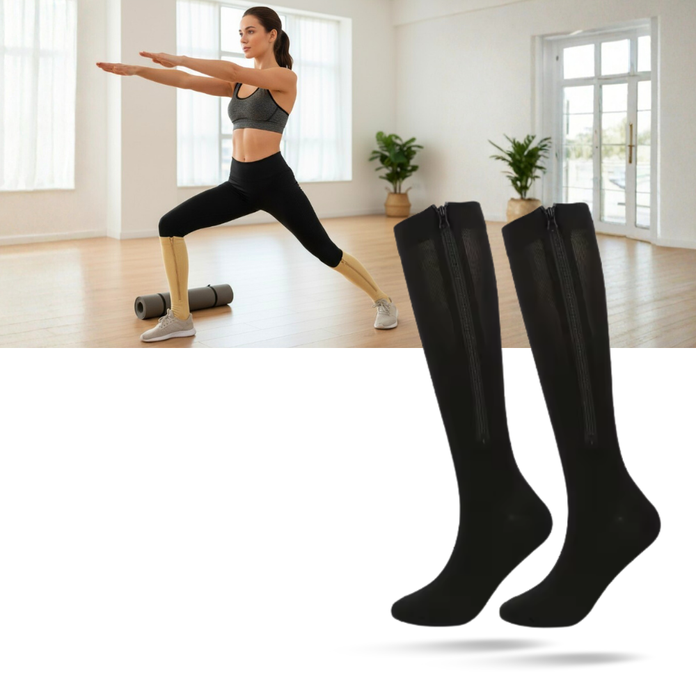 Chaussettes de compression montantes aux genoux avec fermeture éclair - Ozerty