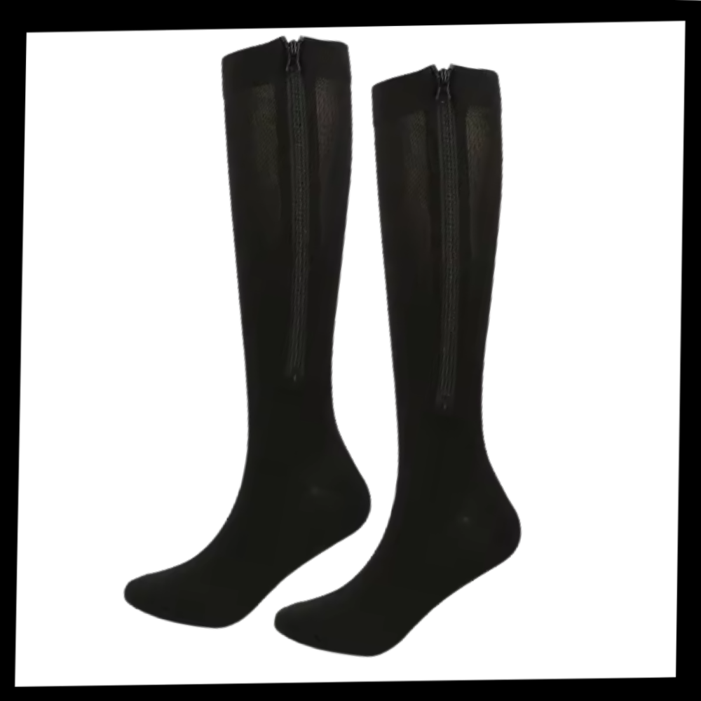 Chaussettes de compression montantes aux genoux avec fermeture éclair - Ozerty