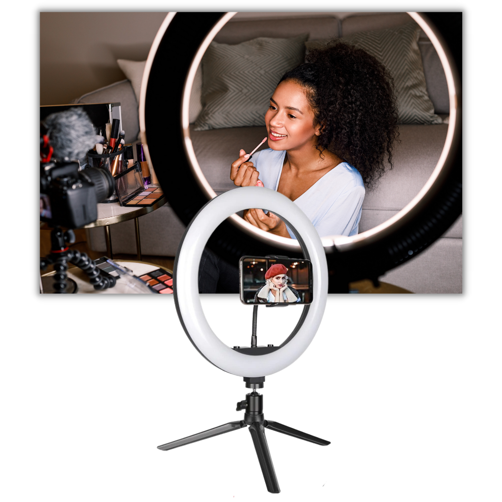 Lampe circulaire à LED de 16 cm avec trépied - Ozerty