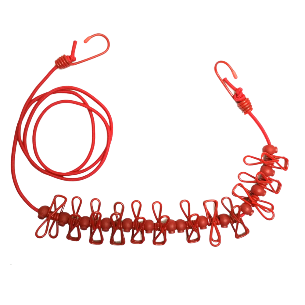 Corde à linge de camping extensible (4m) -Rouge/   - Ozerty
