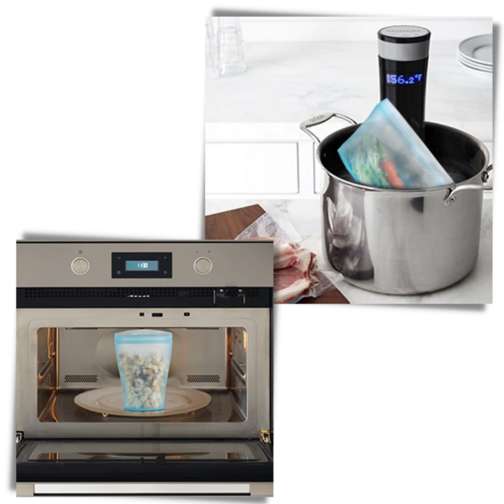 Lot de 8 sacs réutilisables en silicone pour aliments - Ozerty