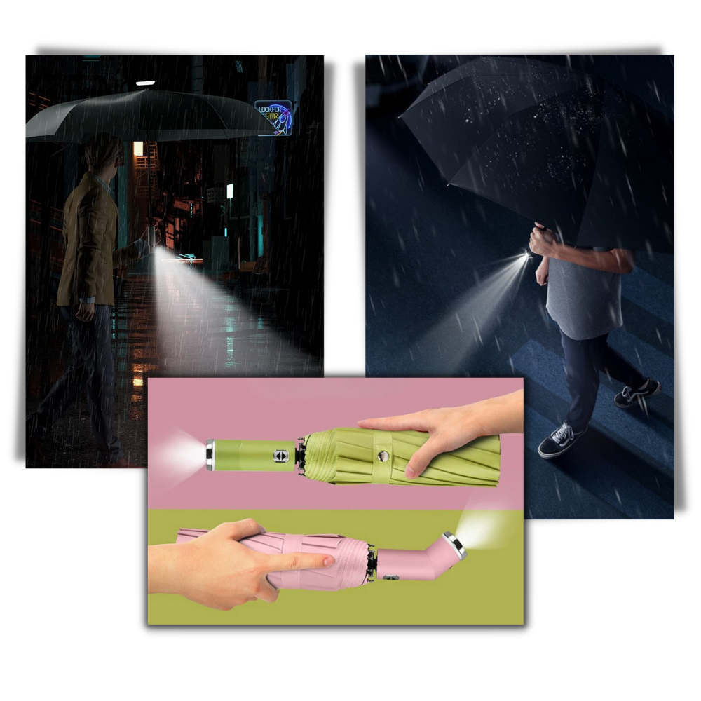 Parapluie à LED résistant au vent pour la pluie et le soleil   - Ozerty