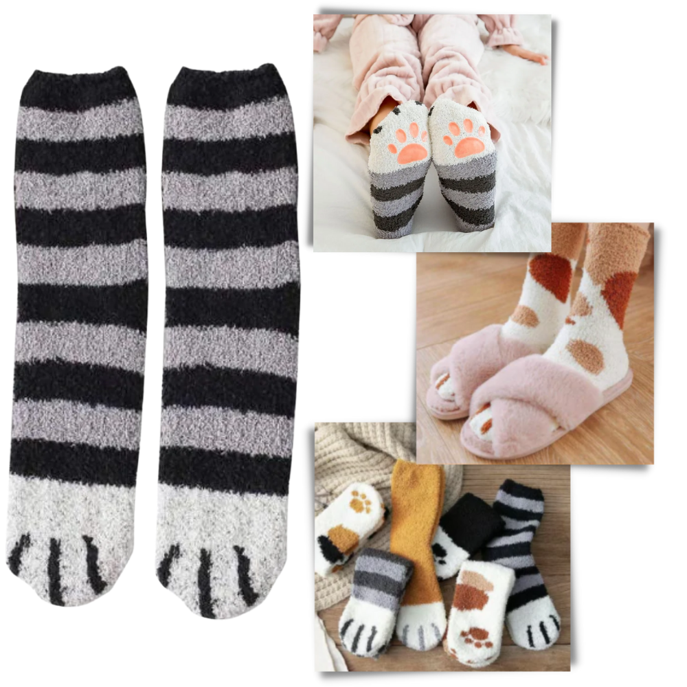Chaussettes d'hiver en pattes de chat - Ozerty