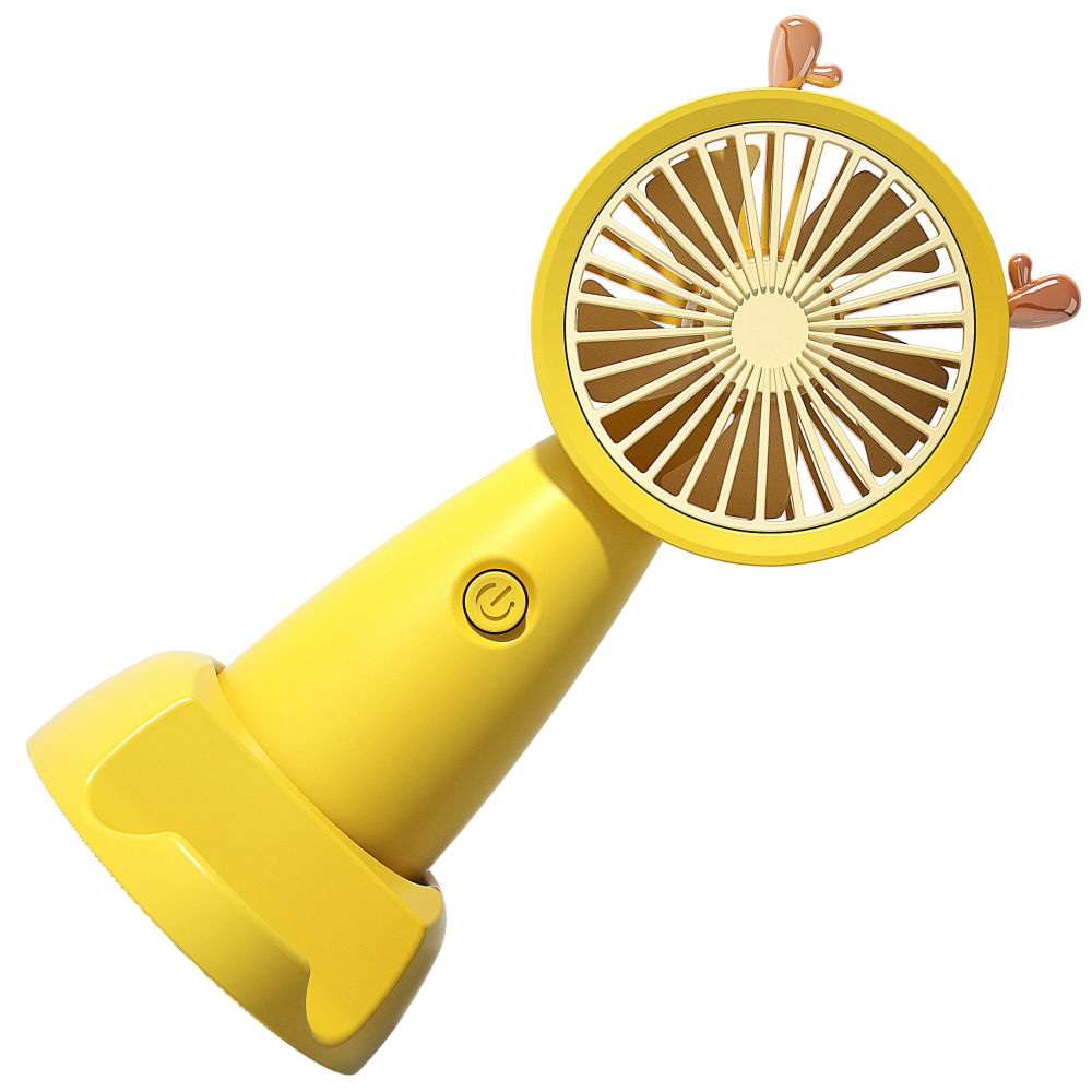 Mini ventilateur USB avec support pour téléphone -Jaune/   - Ozerty