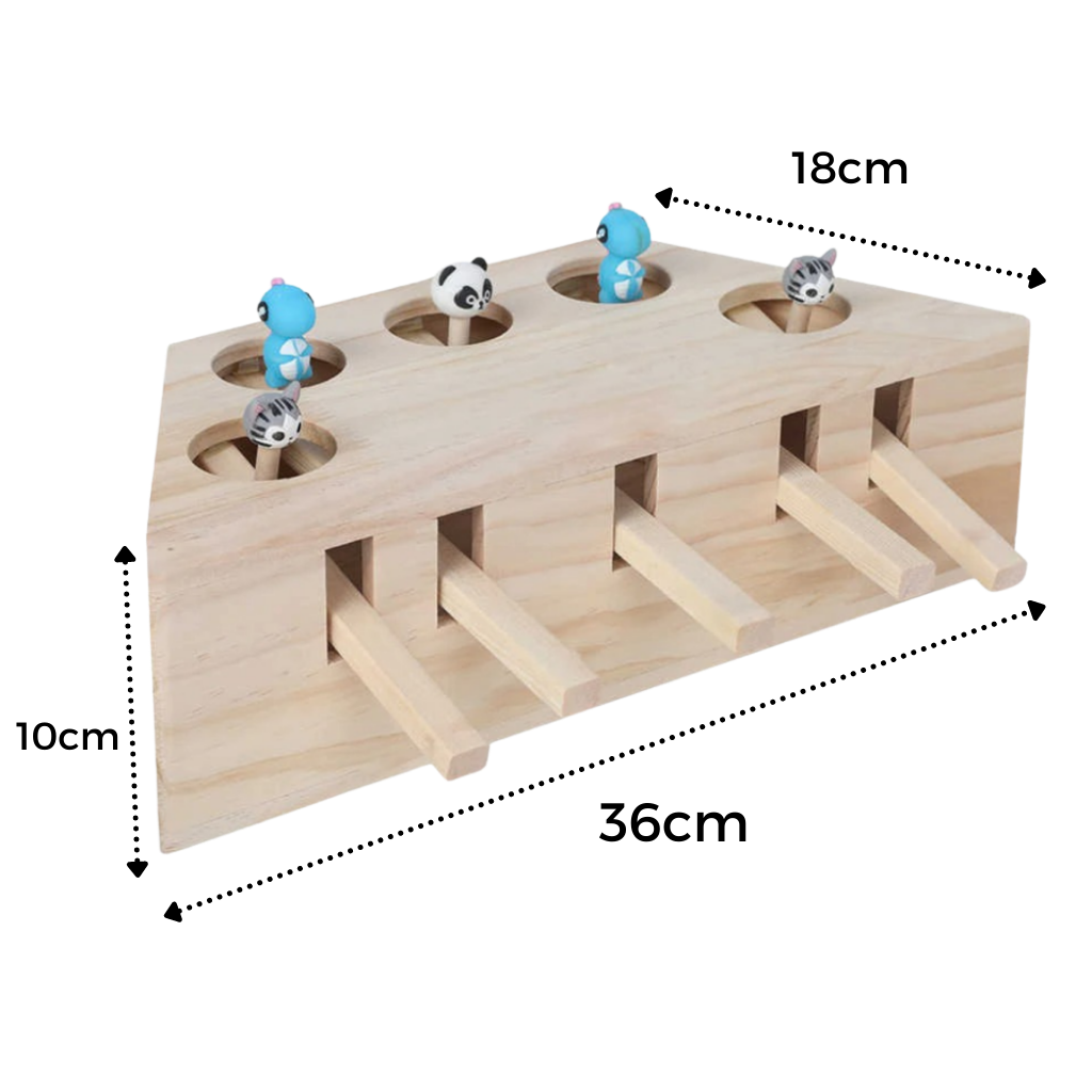 Jouet interactif en bois à 5 trous pour chat - Ozerty