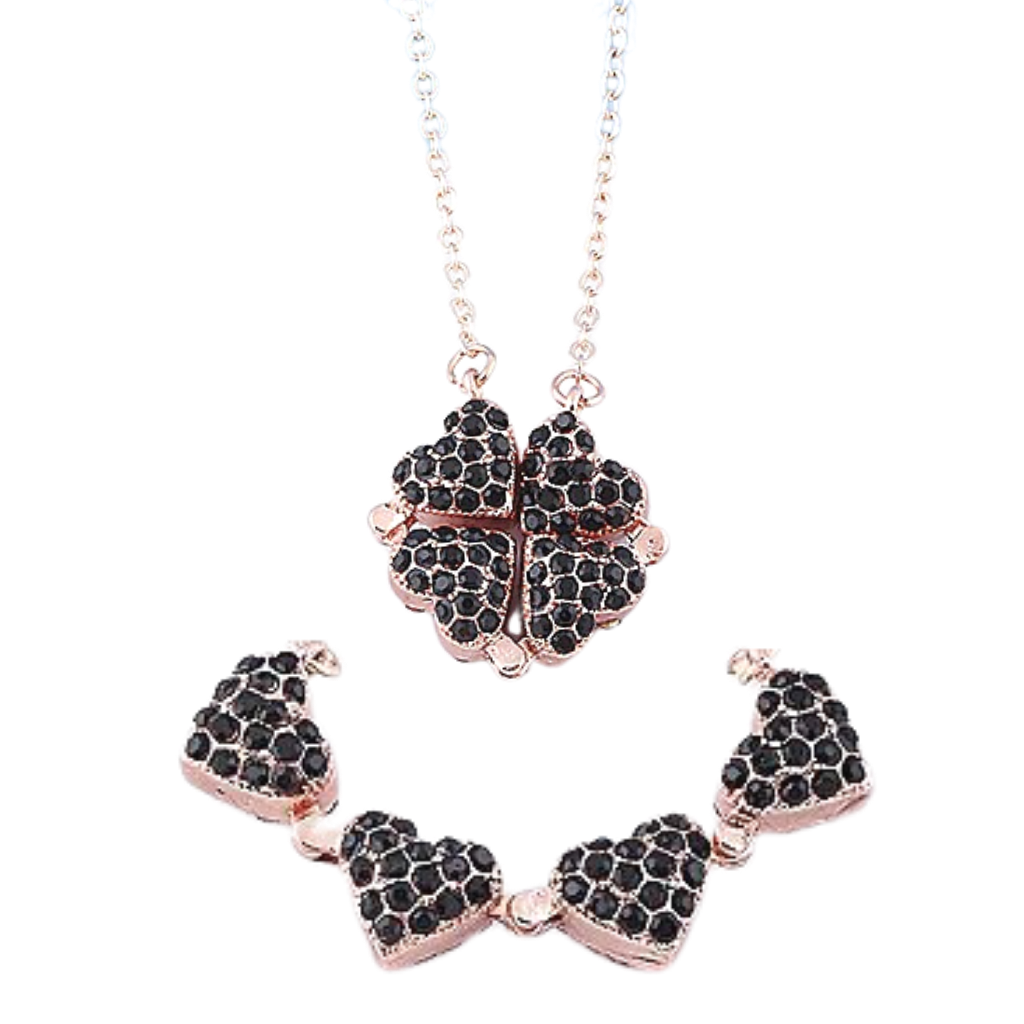 Heart Shaped 4 Leaf Clover Necklace 