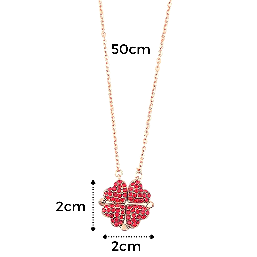 Collier réglable trèfle à 4 feuilles en forme de cœur - Ozerty