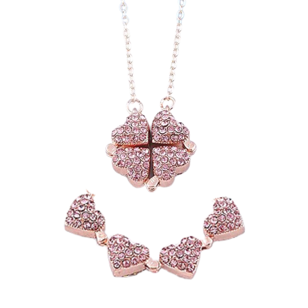 Heart Shaped 4 Leaf Clover Necklace 