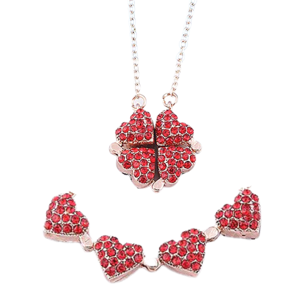 Heart Shaped 4 Leaf Clover Necklace 
