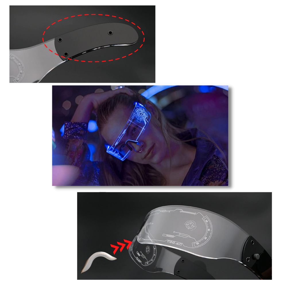 Lunettes lumineuses avec lumières LED colorées - Ozerty