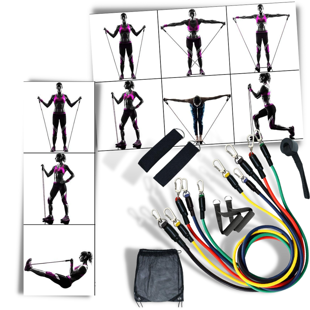 Ensemble complet de bandes de résistance fitness (11 pièces) - Ozerty