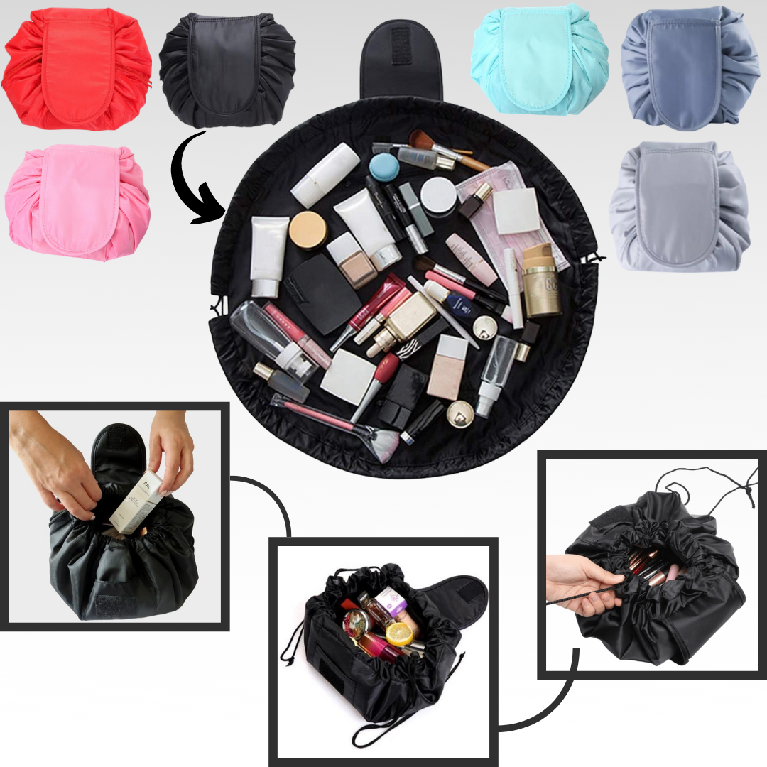 Pochette de maquillage pliable avec fermeture à cordon
