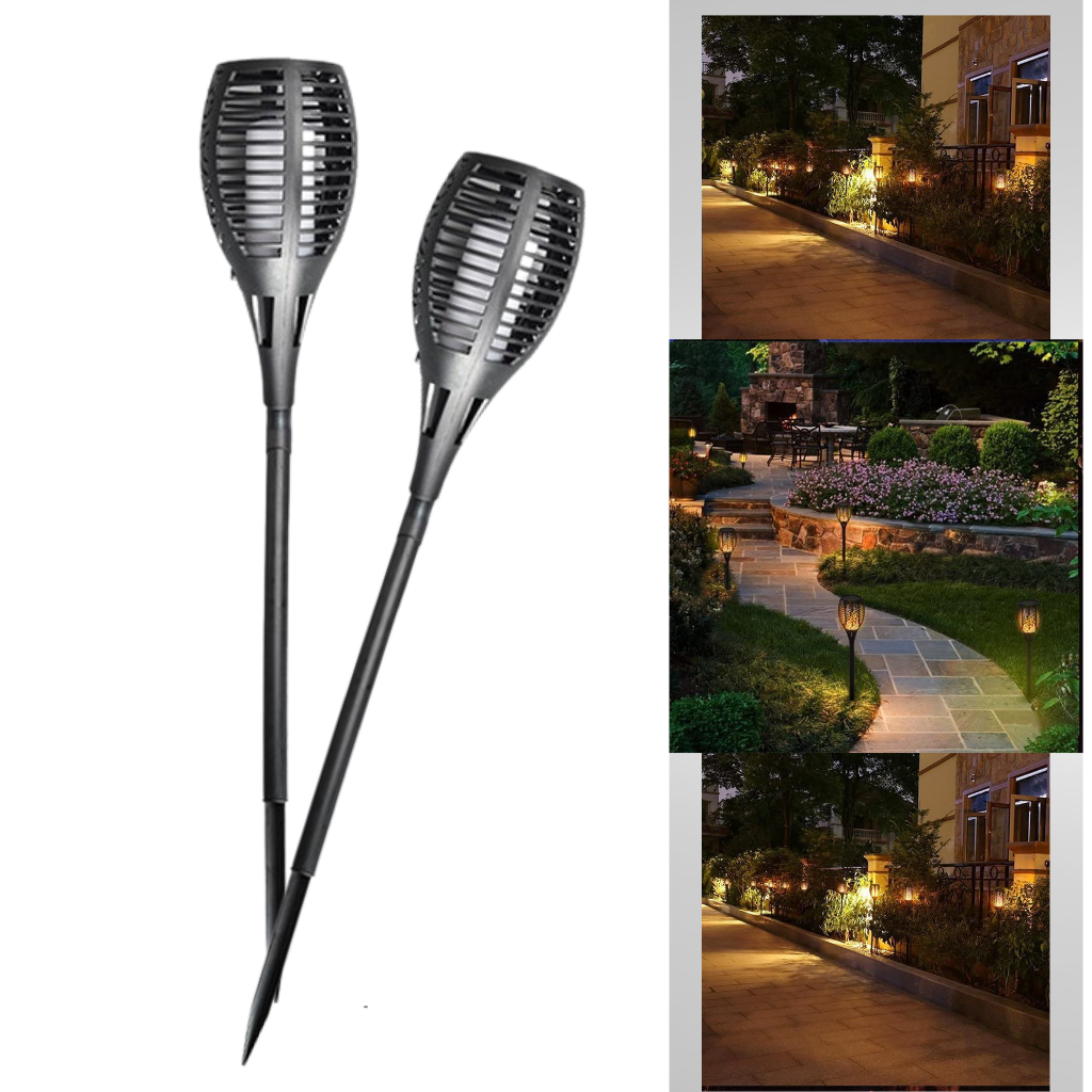 Lampe torche solaire à LED avec flamme - Ozerty