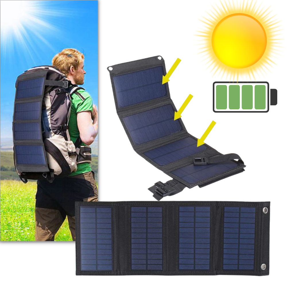 Chargeur portable à panneau solaire avec 2 ports USB - Ozerty