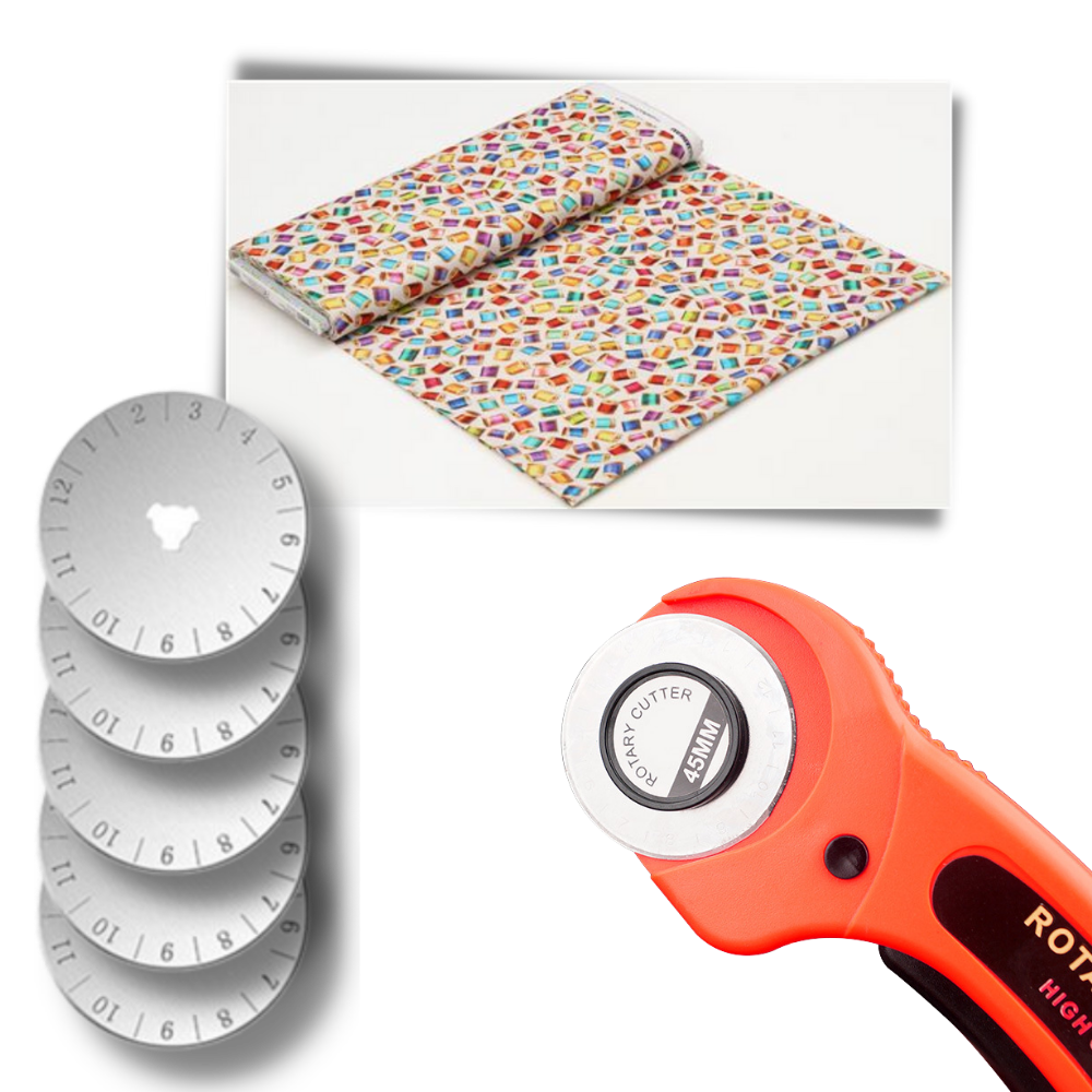 Coupeur rotatif pour tissus avec cinq lames de 45 mm - Ozerty