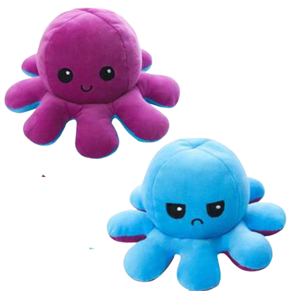 Peluche réversible mini poulpe -Bleu-violet/   - Ozerty
