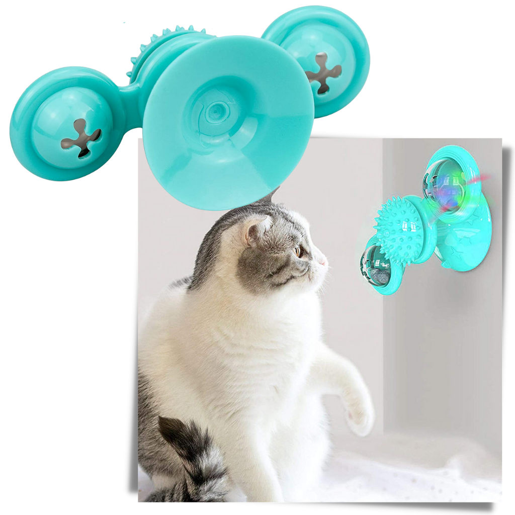 Jouet pour chat "moulin à vent rotatif" avec brosse - Ozerty