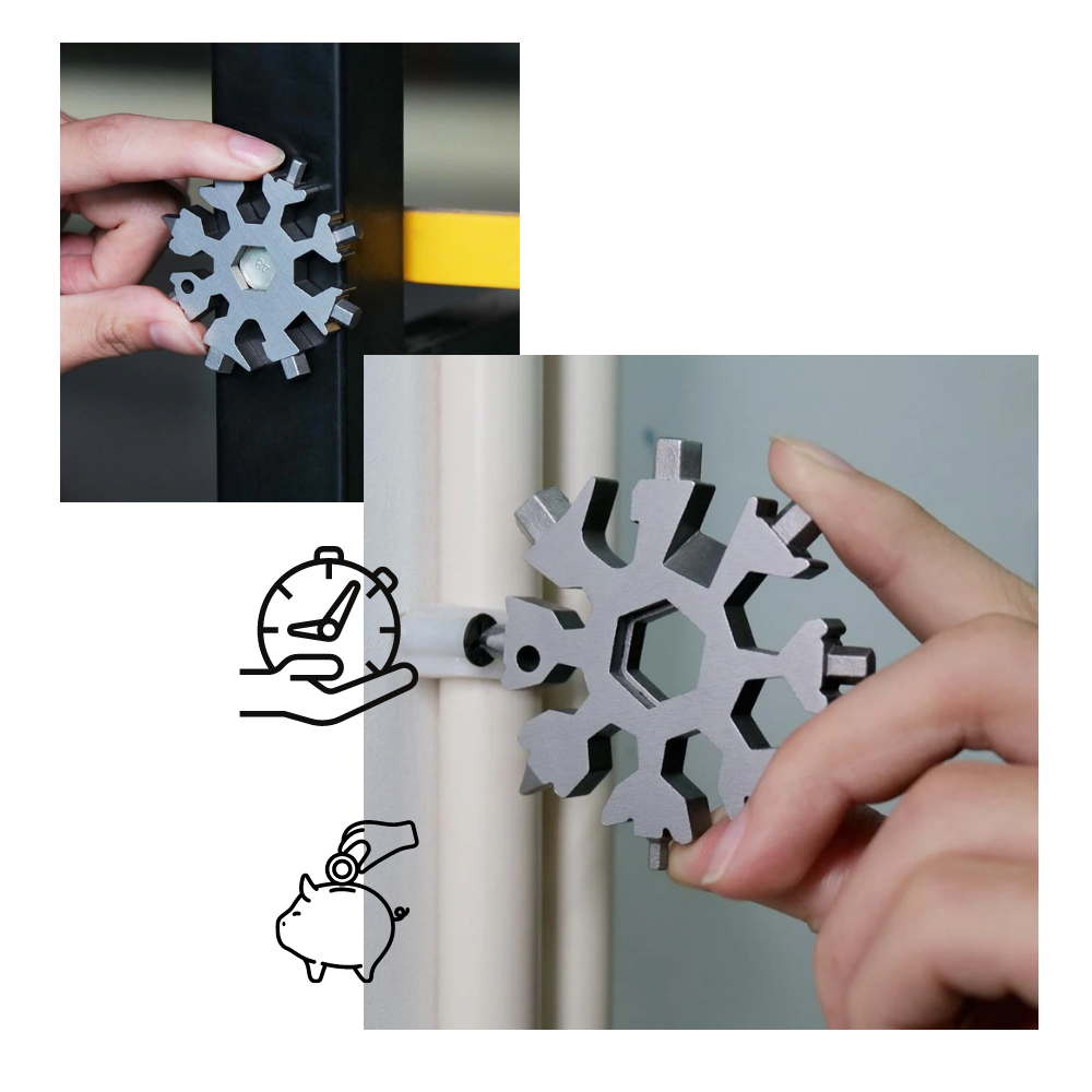 Outil multifonctionnel 18-en-1 en forme de flocon de neige en acier inoxydable  - Ozerty
