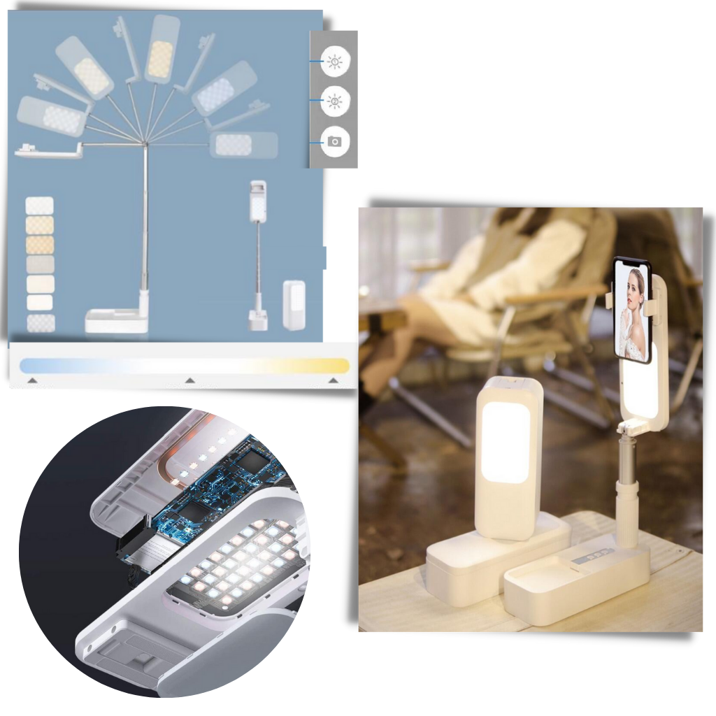 Support pour smartphone Kit d'éclairage bluetooth intégré - Ozerty