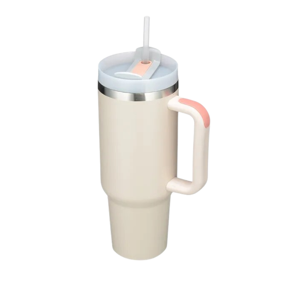 Mug Grande Capacité pour voiture avec Poignée -Crème - Ozerty