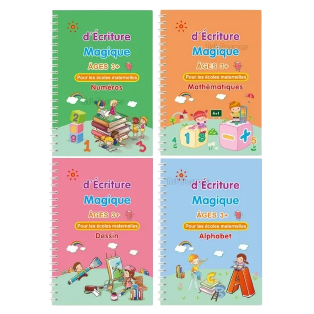 Cahier d'écriture effaçable à rainures  -Français 4 Livres - Ozerty