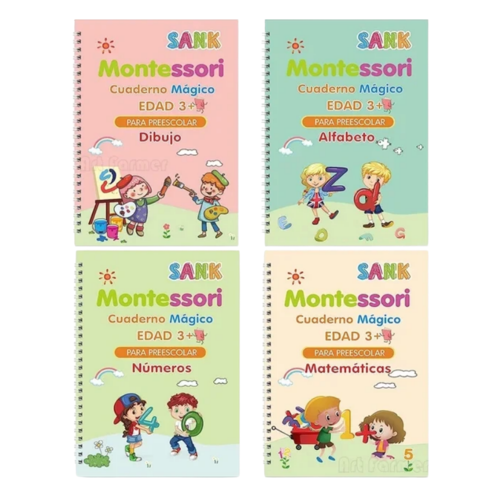 Cahier d'écriture effaçable à rainures  -Espagnol 4 Livres - Ozerty